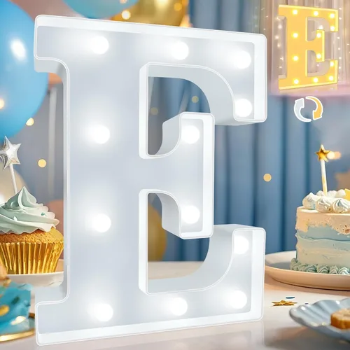 Miniatura 36 de Pooqla Letras con luces LED de marquesina, letras decorativas iluminadas en blanco cálido y blanco frío, letras del alfabeto iluminadas para niños