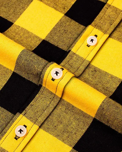 Miniatura 3 de siliteelon Camisa de franela a cuadros de manga larga con botones