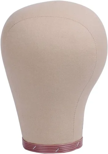 Miniatura 7 de YANTAISIYU 1 pieza de cabeza de maniquí de lona para extensión de cabello, pelucas de encaje para hacer y exhibir pelucas (azul, 21 pulgadas)