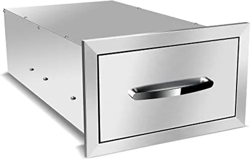 Miniatura 24 de Cajones dobles de acero inoxidable de montaje empotrado con asas empotradas para cocinas al aire libre o isla de barbacoa, 30 pulgadas de ancho x