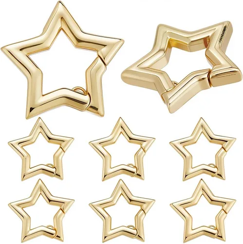 Miniatura 26 de SUNNYCLUE 1 caja de 6 piezas de 3 tamaños de latón ovalados llaveros de puerta de resorte, pequeño llavero de oro de 18 quilates, mosquetón, cierres
