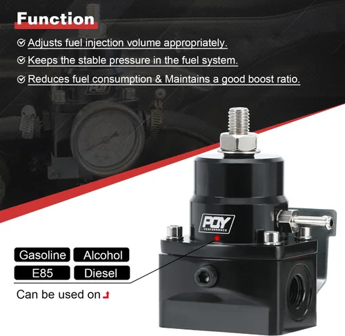Miniatura 2 de Kit regulador de presión de combustible ajustable 3-70PSI con retorno 6AN y puerto de alimentación 6AN con conectores de mangueras de línea