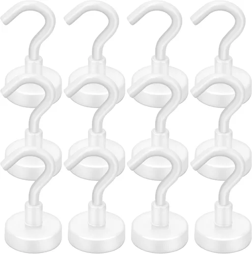 Miniatura 33 de LOVIMAG - Ganchos magnéticos, imanes de 30 libras con ganchos para crucero, ganchos magnéticos negros para colgar, refrigerador, aula, nevera