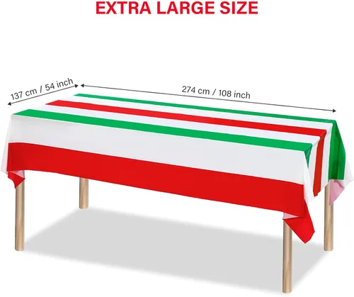 Miniatura 2 de Tatuo Mantel de plástico con diseño de bandera italiana de 54 x 108 pulgadas, rectangular, desechable, para fiestas de Italia, reuniones familiares