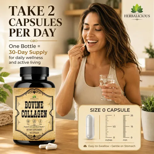 Miniatura 4 de HERBALICIOUS Suplementos de colágeno bovino para hombres y mujeres Péptidos de colágeno bovino hidrolizados alimentados con pasto Soporte