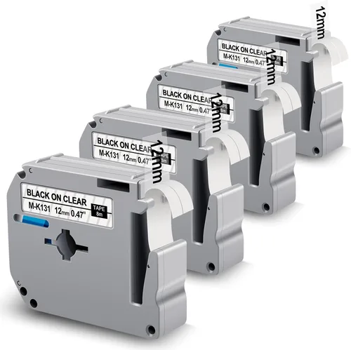 Miniatura 9 de M-K131 PT-95 - Cinta de etiquetas transparente compatible con Brother P Touch M, cinta transparente de 0.472 in, 0.47 pulgadas, M-K131s M131 MK131