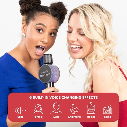 Miniatura 4 de Singing Machine Micrófono de karaoke inalámbrico para niños y adultos, micrófono de máquina de fiesta (negro) - Micrófono Bluetooth portátil de mano