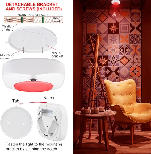 Miniatura 5 de Lámpara de techo alimentada por batería, luz de ducha con control remoto, luz de techo inalámbrica, luces de techo LED con temporizador de Sin