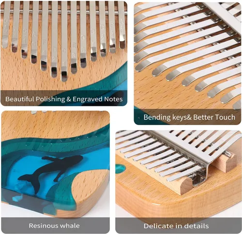 Miniatura 7 de Kalimba - Piano de pulgar de 17 teclas, piano portátil de dedo Mbira, regalos para niños y adultos, instrumento musical, pianos de pulgar, 17