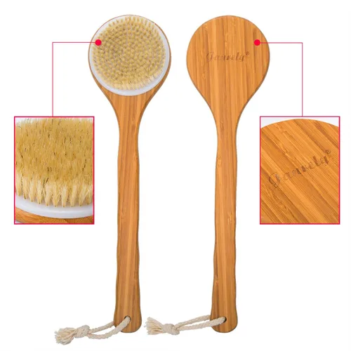 Miniatura 2 de Bath Dry Body Brush- Cepillo para la espalda con cerdas naturales, de largo mango de madera para la celulitis y es exfoliante de Janrely