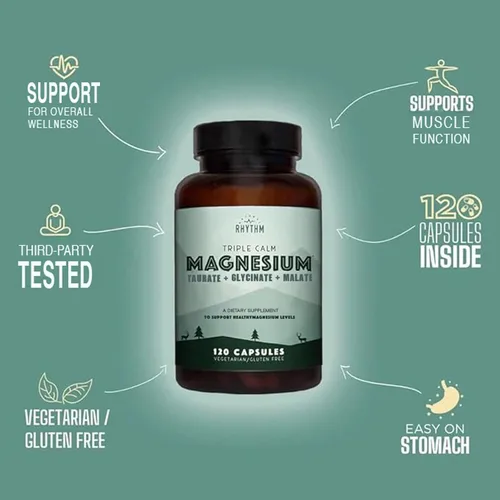 Miniatura 7 de Triple Calm Magnesio – Mag. taurate, glycinate, y Malate para el socorro óptimo Relajación, el estrés y la Ansiedad, y mejorar Dormir. 120 cápsulas
