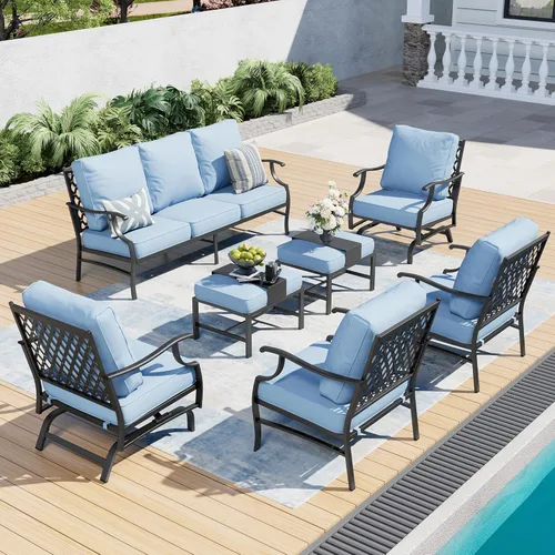 Miniatura 42 de SUNSHINE VALLEY Juego de muebles de patio al aire libre de 7 piezas, moderno juego de conversación de patio exterior con cojín extra grueso de 5.75