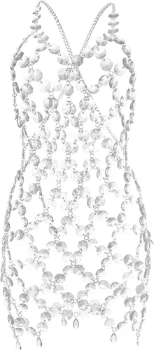 SAILA Vestido de cadena de cuerpo de cristal joyería hecha a mano con cadena de cintura de cristal joyería para mujer fiesta en la playa Cristal
