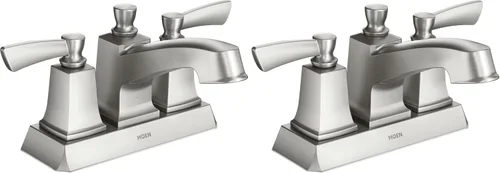 Miniatura 13 de Moen Conway Spot Resist - Grifo de baño con dos manijas de níquel cepillado con montaje de drenaje, WS84922SRN