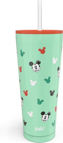 Miniatura 11 de Zak Designs Disney Minnie Mouse - Vaso de viaje de acero inoxidable con aislamiento al vacío con tapa a prueba de salpicaduras, incluye popote