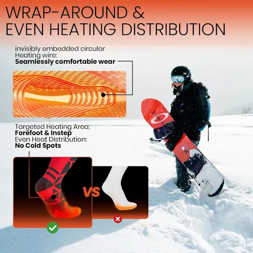 Miniatura 3 de Electric Socks, 14-Hour Runtime & 2 * 10000mAh Rechargeable Heated Socks for Men, Rechargeable Battery Socks Women, Heated Ski Socks for Winter