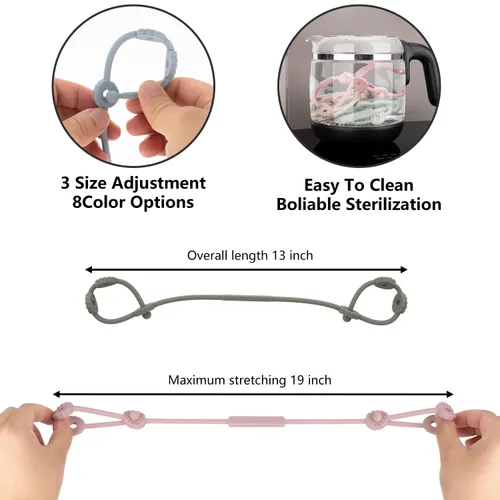 Miniatura 5 de Correas de juguete para bebé, clips de silicona para chupete, correas ajustables de silicona para cochecitos, silla alta, cunas, cestas colgantes