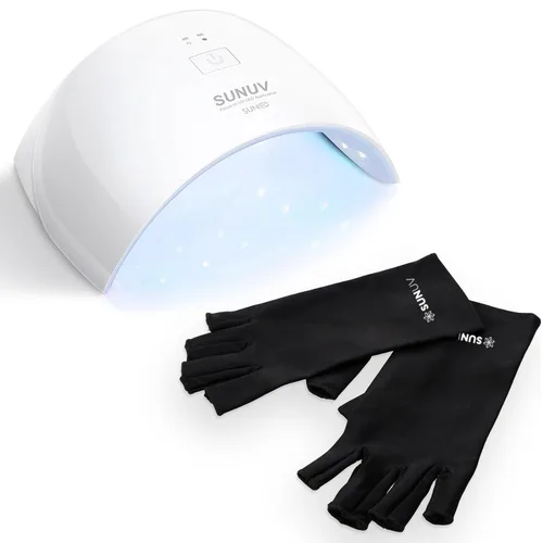 SUNUV Lámpara de uñas LED UV, guantes de luz UV para uñas de gel, guantes sin dedos con protección UV, secador de uñas para lámpara de curado de