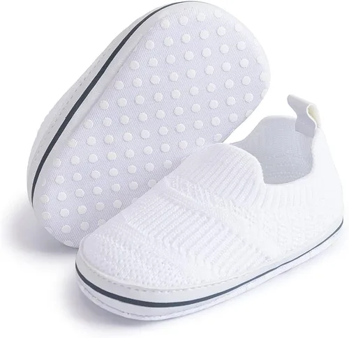 Meckior - Zapatos para recién nacidos, tipo mocasines de lona con suela suave para recién nacidos, bebés, niños y niñas que estén dando sus primeros