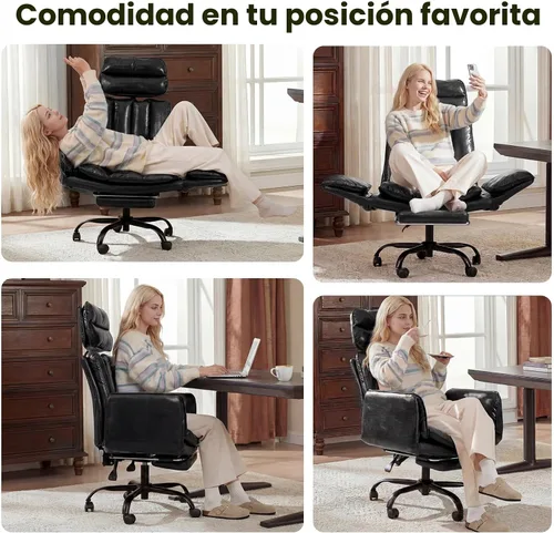 Miniatura 5 de HOMRELEXA Silla de oficina Criss Cross con reposabrazos y ruedas, cómoda silla grande y alta, sillas ejecutivas ergonómicas para computadora de Rosa