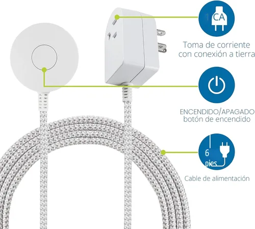 Miniatura 2 de Philips Enchufe a tierra con cable trenzado, cable de alimentación de 6 pies de largo, interruptor de encendido/apagado, para montaje en mesa