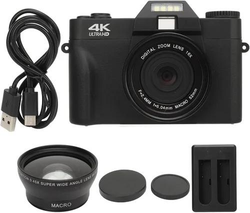 Miniatura 7 de Cámara digital 4K, cámara de vlogging de 48MP con pantalla abatible HD de 3 pulgadas de 180°, zoom digital de 16X, cámara de video de viaje