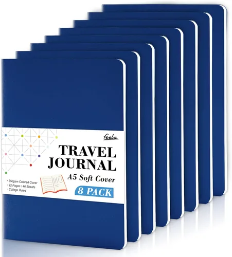 Miniatura 15 de Feela - Paquete de 8 cuadernos de tapa blanda en masa, cuadernos universitarios rayados para el trabajo, cuaderno de viaje rayado para mujeres y 8
