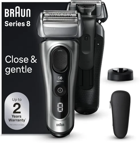 Miniatura 12 de Braun Series 8 8567cc Maquinilla de afeitar eléctrica para hombre, 4+1 elementos de afeitado y recortador de precisión para cabello largo, centro
