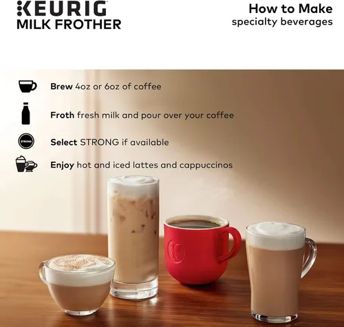 Miniatura 8 de Espumador Independiente Keurig Funciona con Leche No Láctea, Espumado Caliente y Frío, 6 Oz, Negro