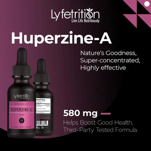 Miniatura 4 de Lyfetrition Huperzine - Un suplemento de 380 mg, líquido de 4 onzas, 220 porciones, fabricado en Estados Unidos, absorción rápida, ingredientes