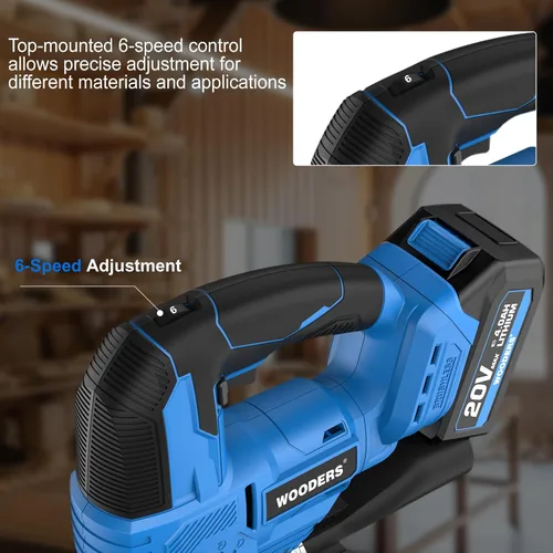 Miniatura 4 de Sierra de calar inalámbrica sin escobillas de 20 V con batería de 4.0 Ah 3200SPM, carrera de 1 pulgada Heavy-Duty Variable Speed Jigsaw Tool with