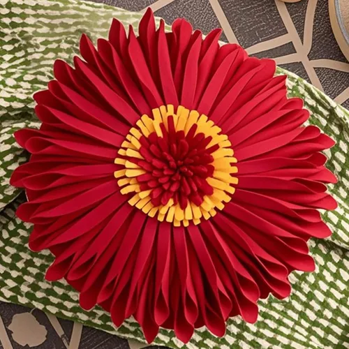Miniatura 3 de Almohada redonda suave y redonda con forma de girasol, cojín en forma de margarita, hecha a mano, almohada decorativa de flores de felpa suave