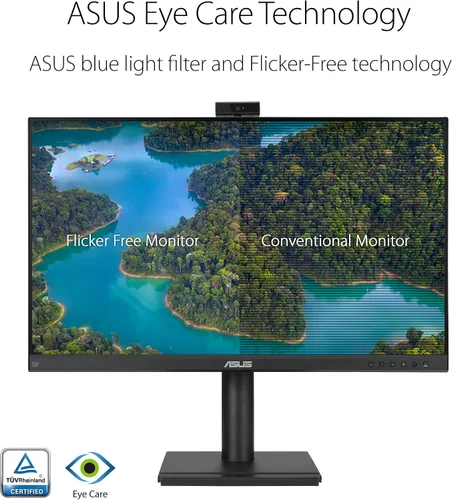 Miniatura 5 de ASUS Monitor de videoconferencia 1080P de 24" (BE249QFK) - IPS, 100Hz, sin marco, cámara web Full HD, matriz de micrófono, altavoces, altura