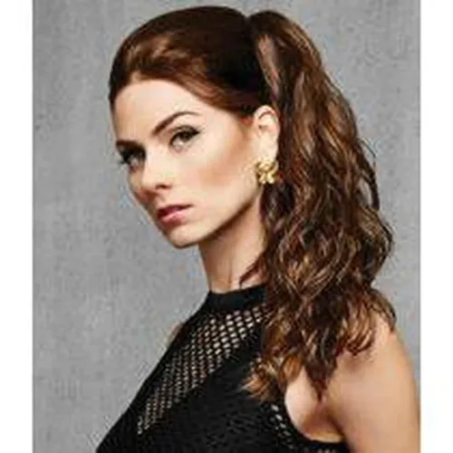 Miniatura 2 de Cola de caballo simplemente rizada de 18 pulgadas, color R14/25 Honey Jengibre, HairDo Hairpieces Claw Clip Pony Tru2Life resistente al calor, ondas