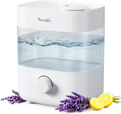 Humidificadores para dormitorio, tanque de 2 L para 15 horas, tiempo de niebla silenciosa de 20 dB, boquillas dobles, apagado automático, rotación