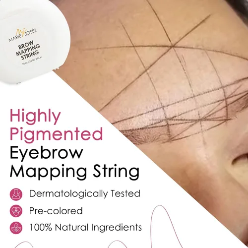 Miniatura 3 de Marie-José Black Brow Mapping String - Hilo de bambú preentintado para mapeo de cejas Herramienta de precisión profesional para artistas