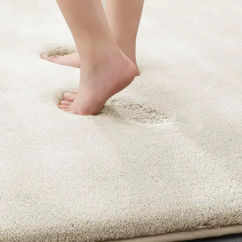 Miniatura 4 de MINIDEAR - Alfombras de baño 24x17 beige - Tapete de baño de espuma elástica gruesa, ultra suave y pachona, antideslizante, de secado rápido