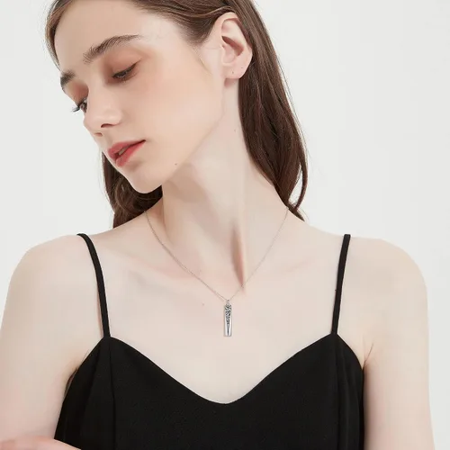 Miniatura 119 de Collar con colgante de urna de cenizas de cremación y árbol de la vida para mujer, plata de ley US1