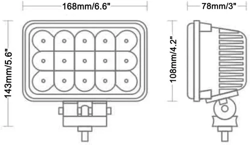 Miniatura 2 de Lightronic Luz antiniebla LED rectangular todoterreno de 4 x 6 pulgadas para Jeep, camión y tractor, ámbar de 3000 K, haz combinado de inundación