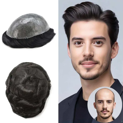 Miniatura 89 de Toupee - Cabello humano para hombre, 64 colores, transparente, piezas de pelo de piel de polietileno para hombres, sistema de reemplazo de cabello