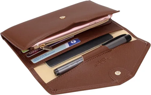 Miniatura 11 de Zoppen - Billetera de viaje con bloqueo RFID multiusos (Ver.4) Portatarjetas de pasaporte y vacunas, organizador de documentos de tres pliegues