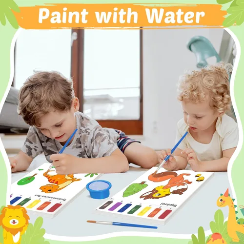 Miniatura 4 de Libros para Colorear con Agua para Niños Pequeños - Libro de Pintura de Acuarela Papel de Arte de Dibujo para Niños Kit de Suministros de Dinosaurio
