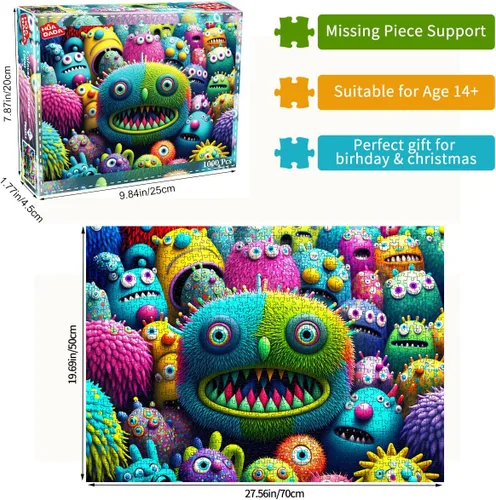 Miniatura 3 de HUADADA Rompecabezas de 1000 piezas para adultos, criaturas coloridas, rompecabezas para adultos y niños, juegos educativos de 1000 piezas