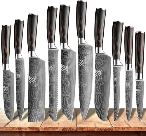 Juego de cuchillos de chef profesional, 3.5-8 pulgadas, cuchillos en caja de acero inoxidable 5Cr15mov ultra afilados japoneses con fundas, juegos