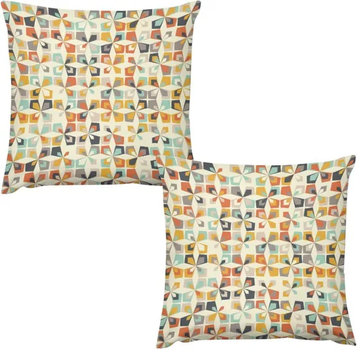Miniatura 44 de Juego de 2 fundas de almohada florales retro de los años 70, Groovy Funky Hippie Flor Naranja Estética Boho Fundas de Almohada de 16 x 16 pulgadas