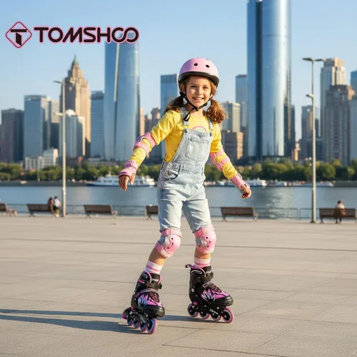 Miniatura 2 de TOMSHOO Adjustable Inline Skates for Kids Outdoor Roller Skates with Full Light Up Wheels Roller Blades for Girls and Boys Birthday Gift Rosa