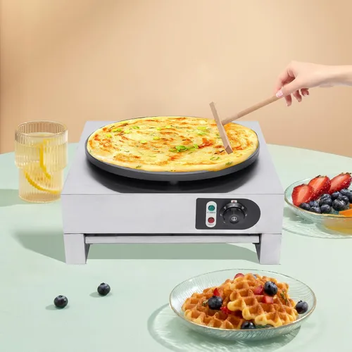 Miniatura 2 de Máquina eléctrica para hacer crepes de 3KW, 16 pulgadas, para hacer crepes comercial, temperatura ajustable 122.0-572.0 °F (122-572℉) 110V con 3000w