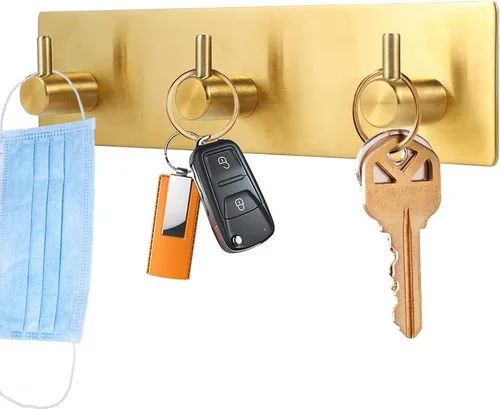 Miniatura 9 de Picowe Soporte para llaves decorativo de pared, ganchos adhesivos de acero inoxidable, organizador de llaves para pared, gancho para toallas