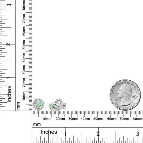 Miniatura 274 de Gem Stone King Aretes redondos de plata de ley 925 de 0.236 in con piedra natal extraíble para mujer