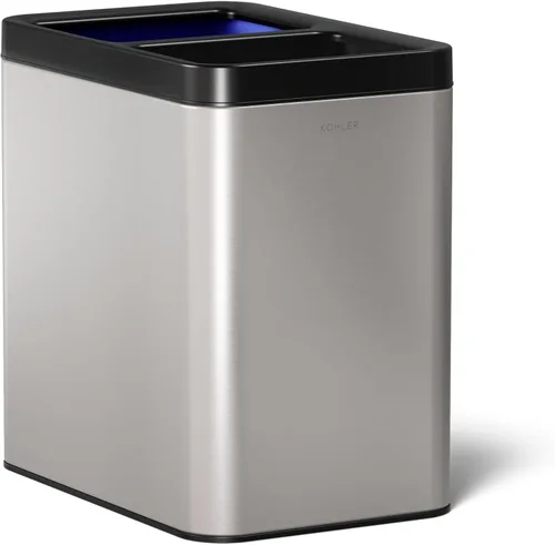 Miniatura 21 de KOHLER K-31315-BST - Bote de basura de dos compartimentos con tapa abierta de 22 litros, acero inoxidable negro